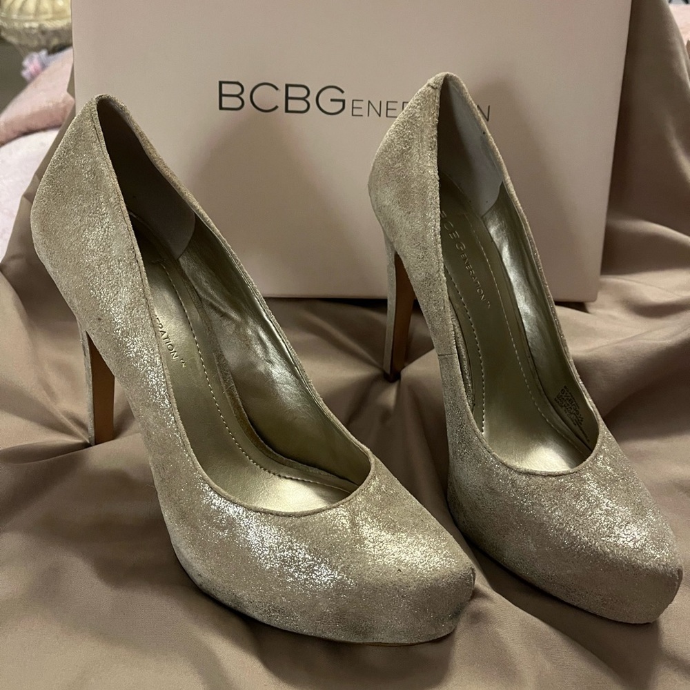 BCBG Brushed Gold Pumps